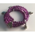 Spiraal armband BOEDDHA met PAARSE glaskralen 